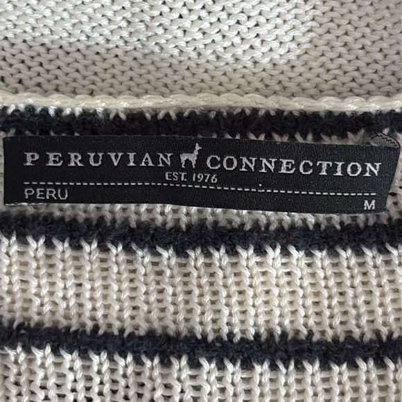Peruvian Connection Pima Cotton Open Front Striped Cardigan Sweater- Size Medium - Picture 4 of 5